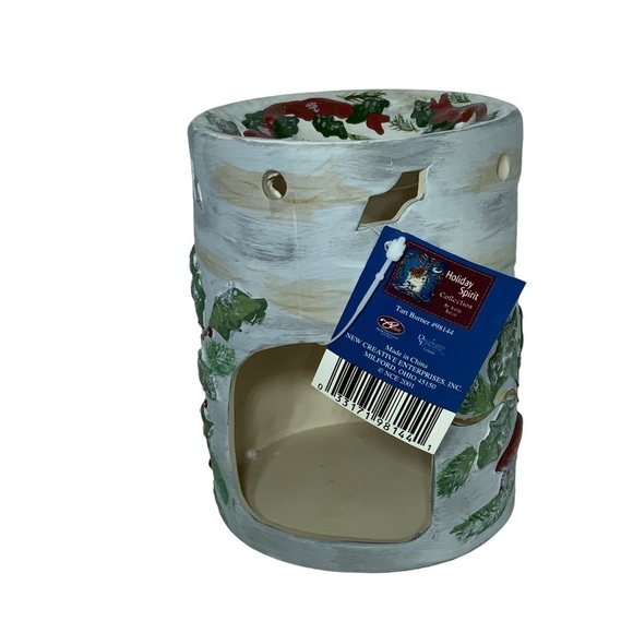 Vintage Wax Warmer Birds Kathy Hatch Tea light Hand painted Holiday White Red - Picture 7 of 15